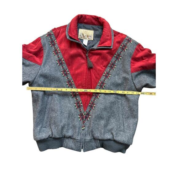 Vintage Cripple Creek Men's Aztec Print Y2K Black Zip Bomber Jacket Size XL - Picture 3 of 5